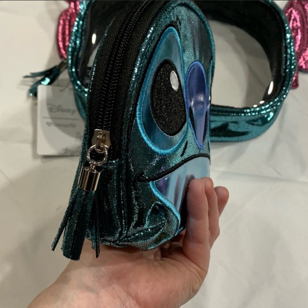 LOUNGEFLY DISNEY STITCH 2 PC. MAKEUP BAGS & FUNKO Pop! STITCH Metallic KEYCHAIN! - Picture 6 of 8
